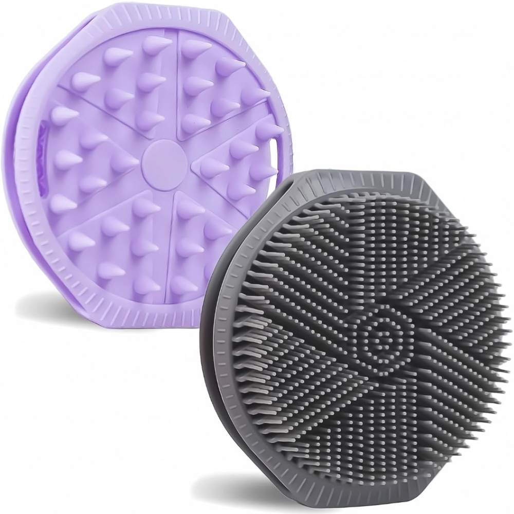 Purple and Gray Silicone Dual-Sided Body Scrubbers